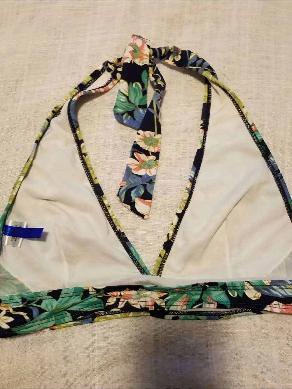 Prestige Kid’s Large Navy Two-Piece Bikini Set With A Multicolor Floral Pattern